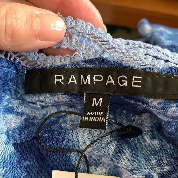 NWT Rampage blue tie dyed flowy off shoulder top - Picture 7 of 10